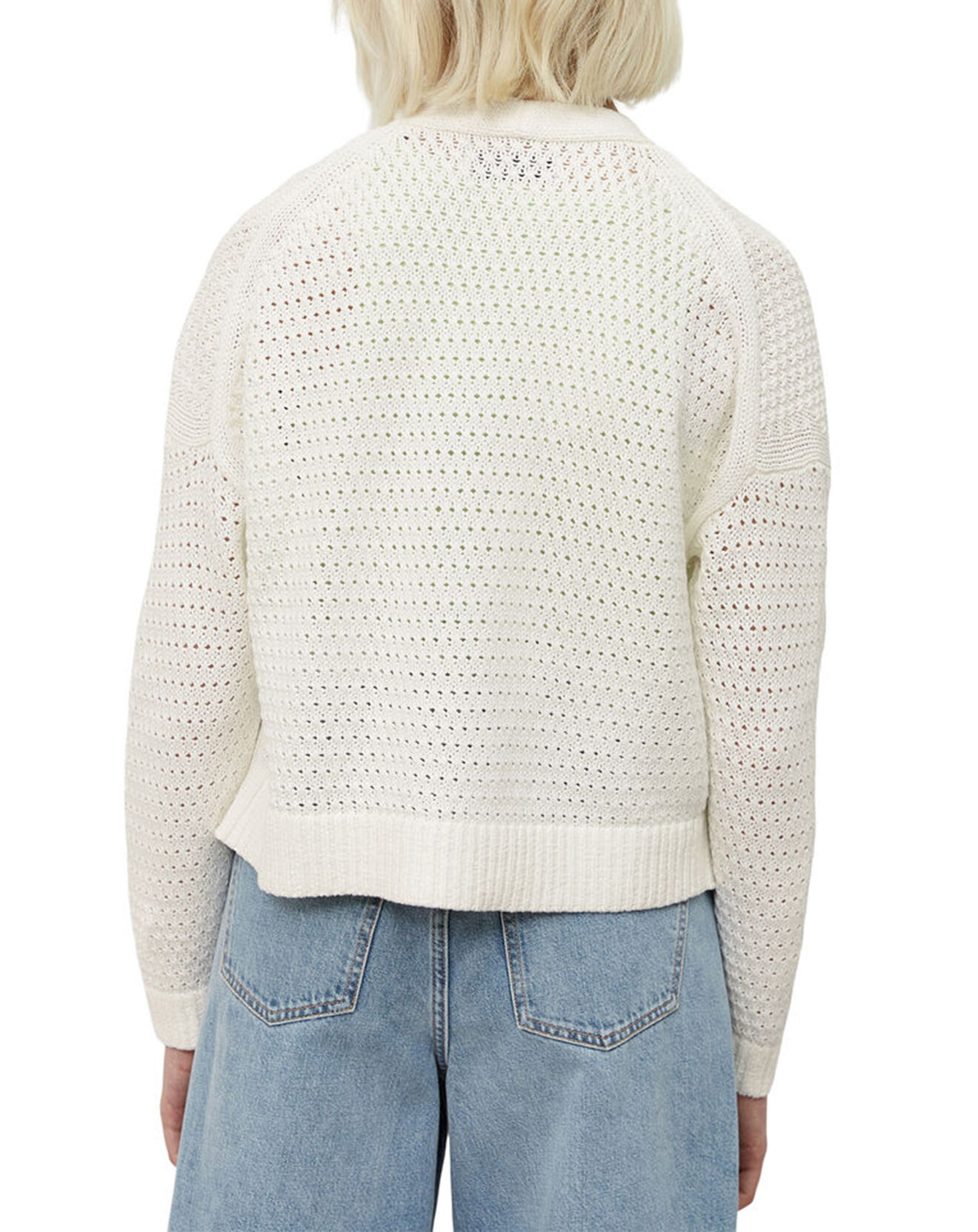 Marc O'Polo Gilet Tube Maille Ajourée blanc