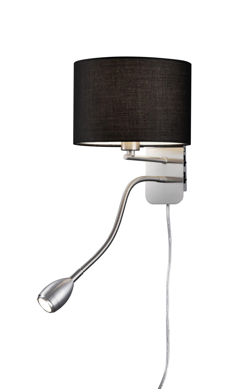 LED-Wandleuchte - schwarz - Nickel matt - mit Leselicht