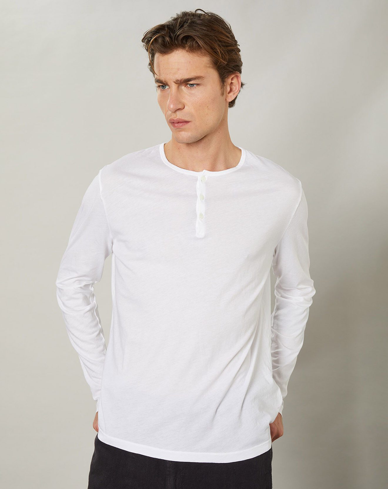 Hartford T-Shirt Light Henley blanc
