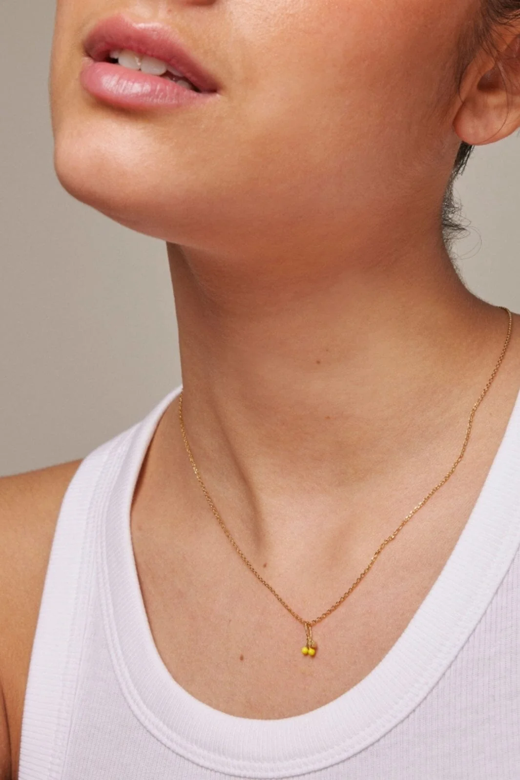 Enamel Copenhagen Necklace, Cherry light yellow