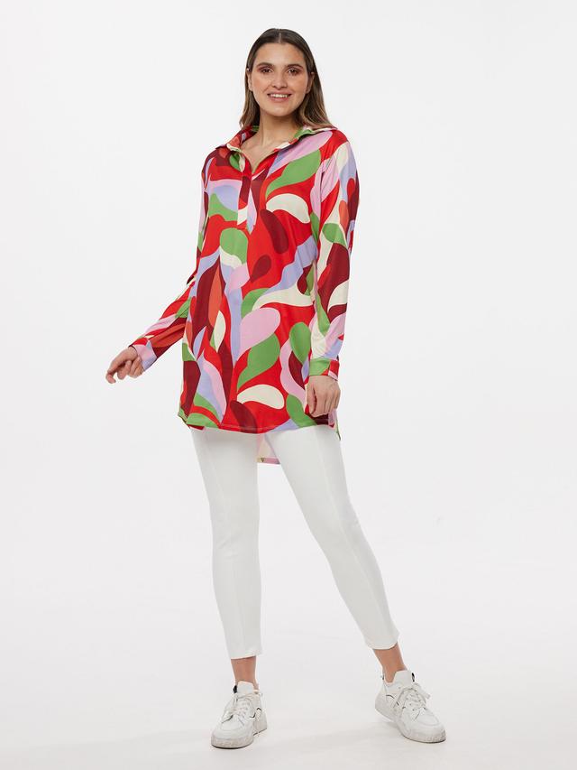 Longbluse mit grafischem Print