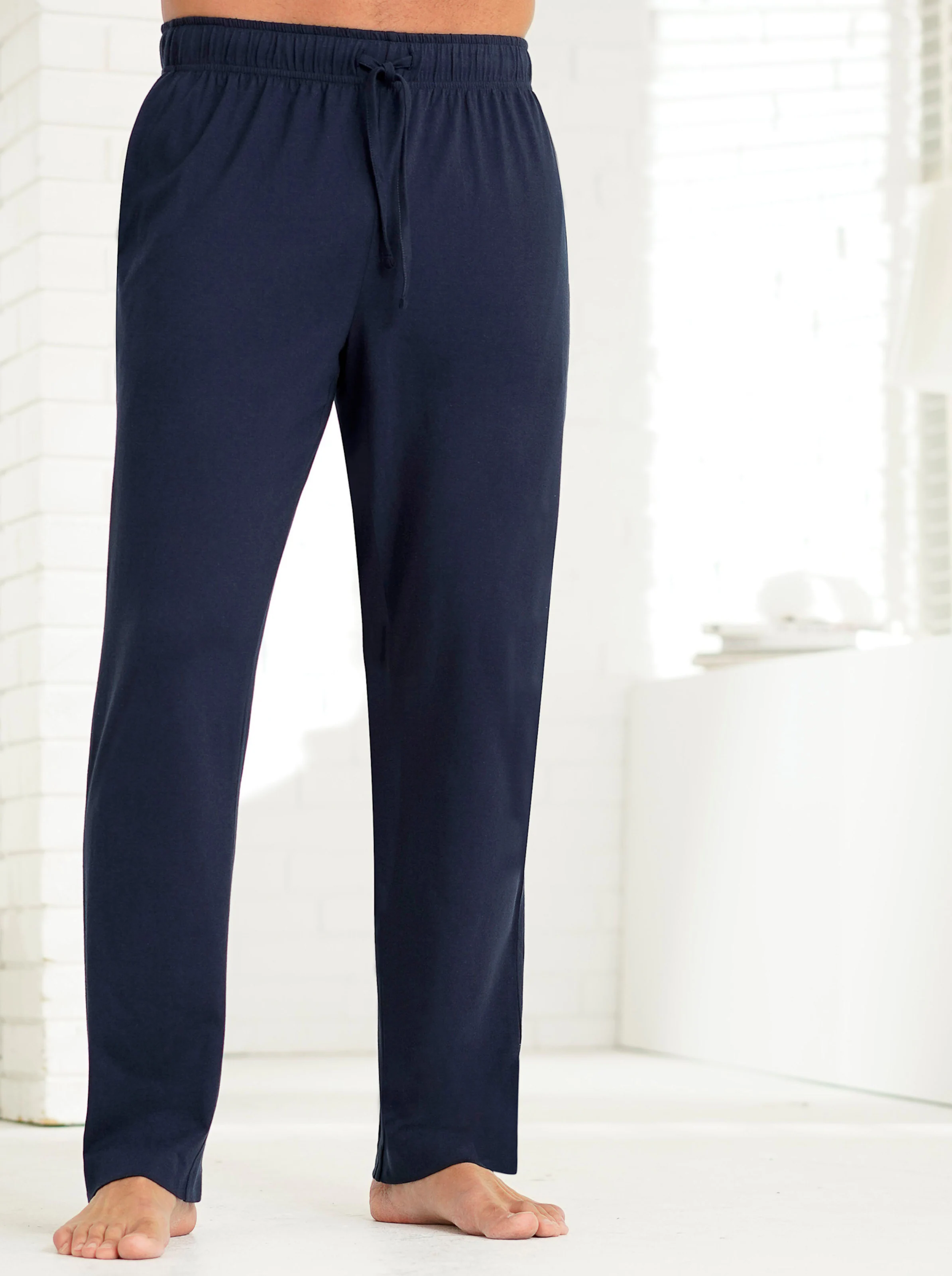 wäschepur men Hose lang in blau + grau-meliert