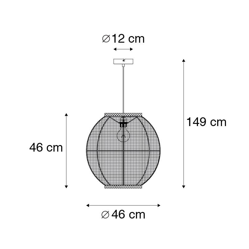 Oosterse hanglamp bruin stof 46 cm - Rob