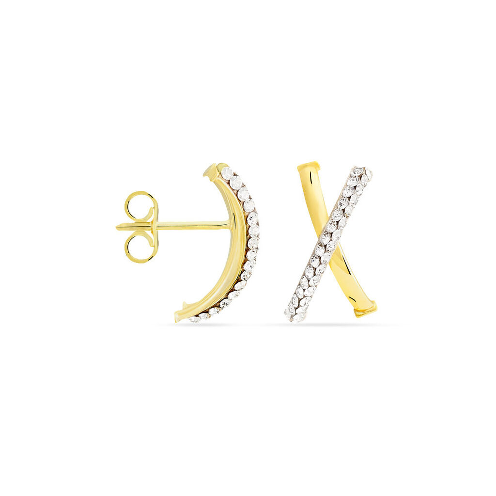 Créoles Bleona Croisees Or Jaune Strass