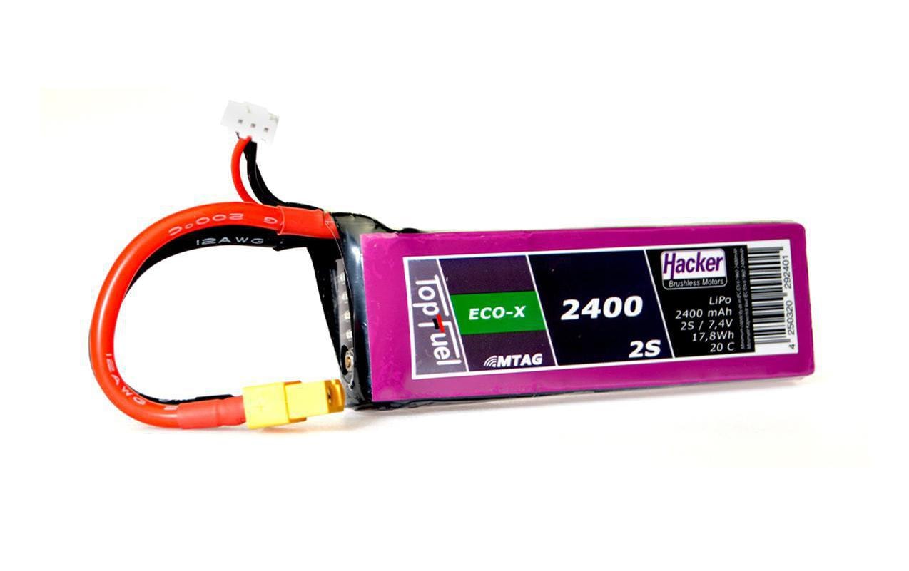 RC-Akku LiPo 2400 mAh 7.4 V 20C TopFuel ECO-X MTAG2S LiPo-Akku für Flugmodelle