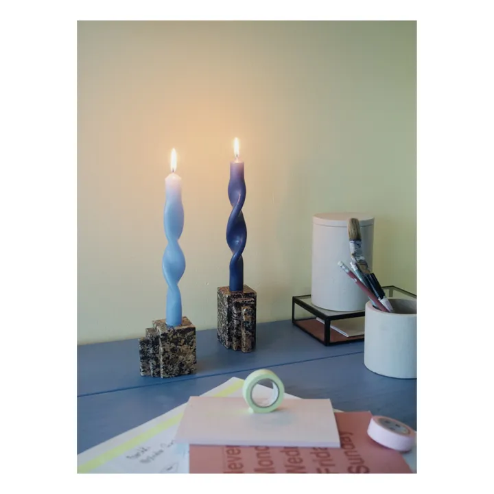 Broste Copenhagen Bougie torsadée Twist - Set de 2 | Bleu ciel
