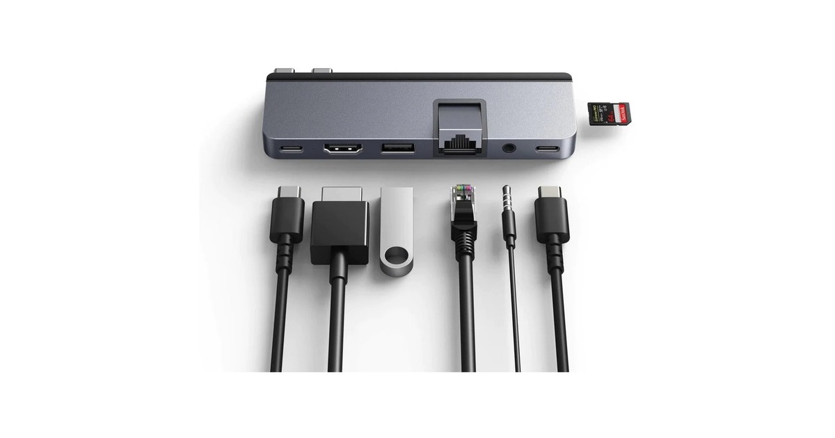 HyperHyperDrive DUO PRO 7-in-2 USB-C Hub dockingstation  (Grijs)