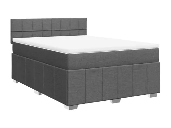 Sommier à lattes de lit avec matelas Gris foncé 140x190cm Tissu