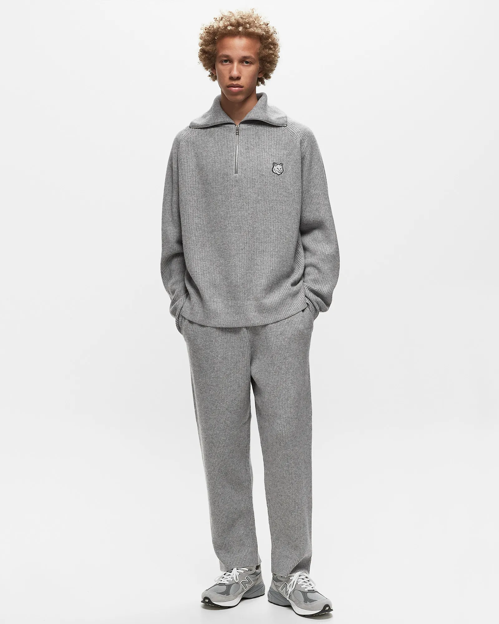 Maison Kitsune TONAL FOX HEAD PATCH RIBBED JOG PANTS