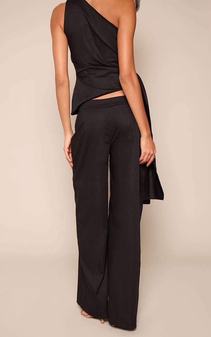 Noir Ensemble Coordonné Pantalon Large Plissé En Popeline