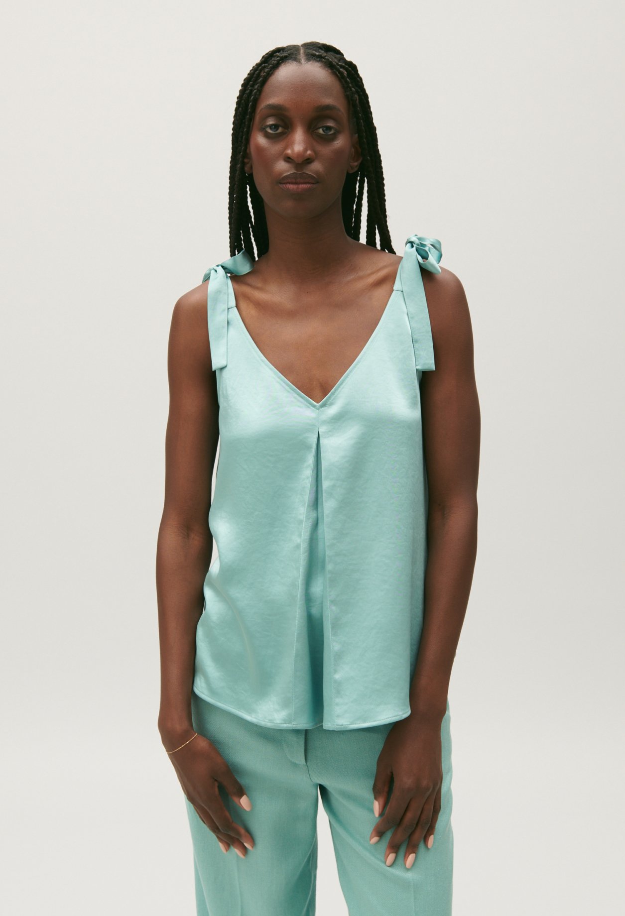 Top satine vert d'eau