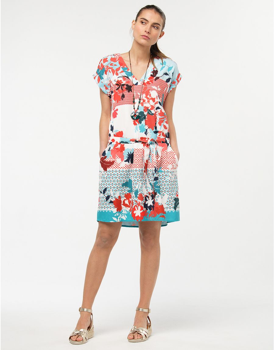 Robe col V fleurie