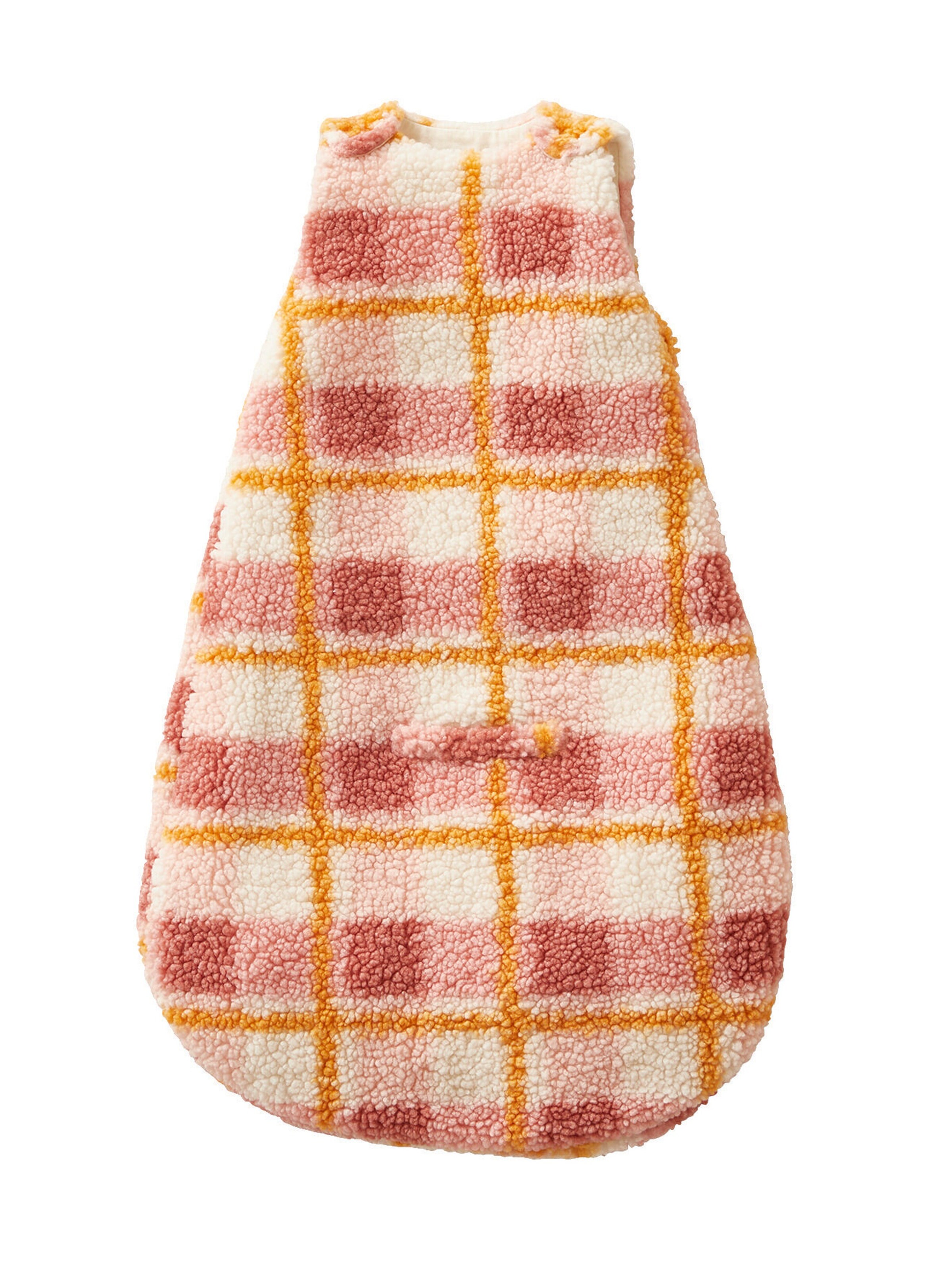 Vertbaudet Baby Auto-Schlafsack KARO aus Teddyfleece rosa/wollweiß