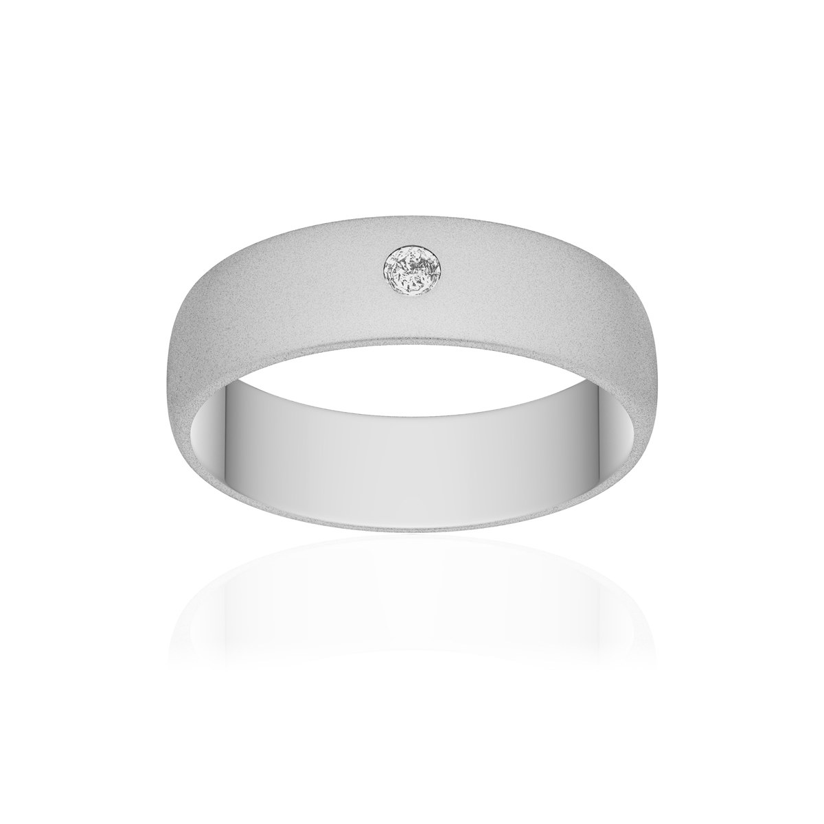 Alliance or 375 blanc sablé demi-jonc 5,5mm diamant brillant