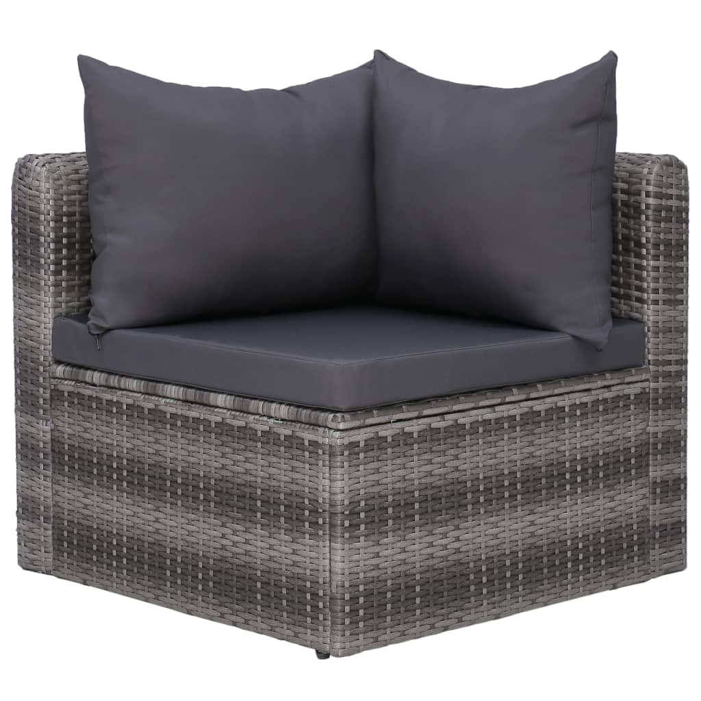 Salon de jardin meuble d'extérieur ensemble de mobilier 7 pièces avec coussins résine tressée gris