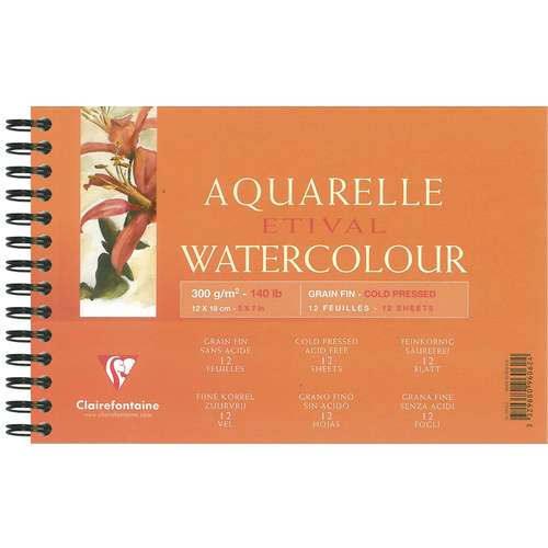Clairefontaine ETIVAL Aquarell-Spiralblock, Feinkorn