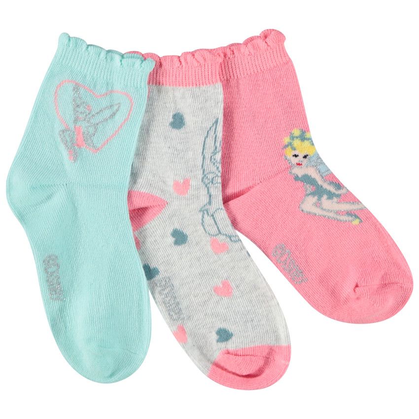 Lot de 3 paire de chaussettes Fée Clochette Disney pour fille - Multicolore