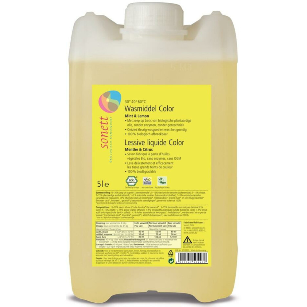 Sonett Wasmiddel Vloeibaar Color 67 Wasbeurten5 liter