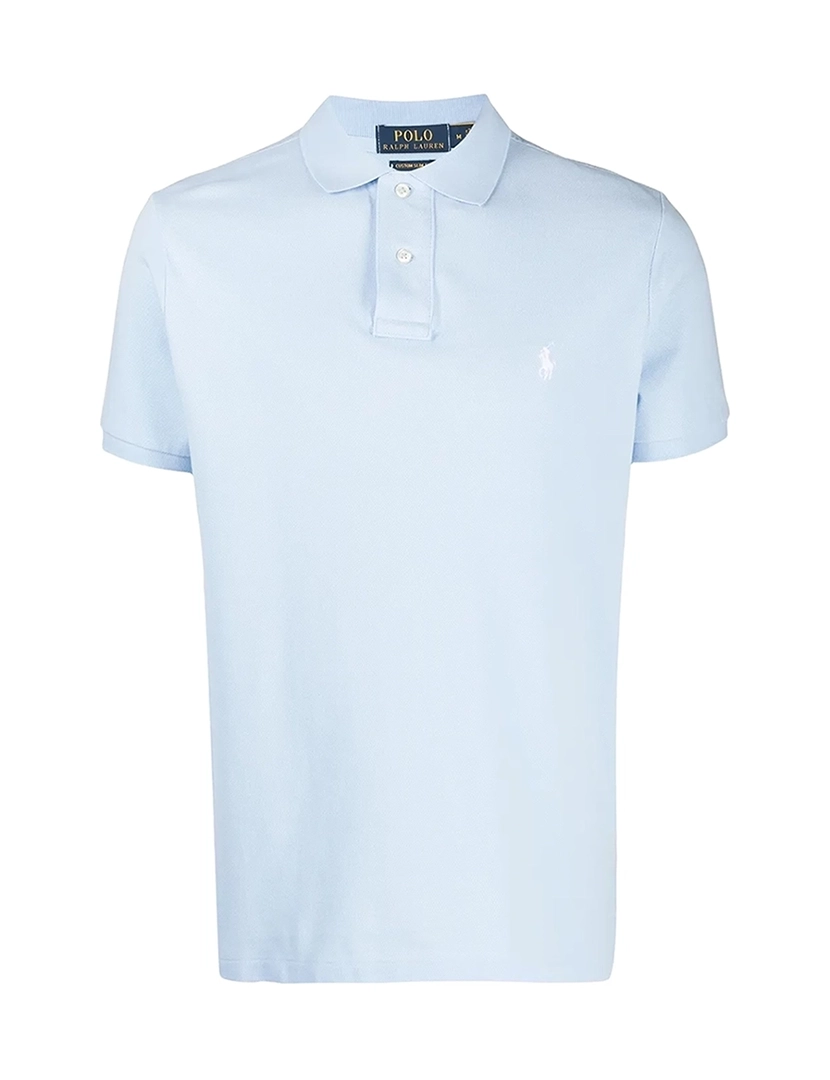 Light Blue Slim Fit Polo with White Logo
