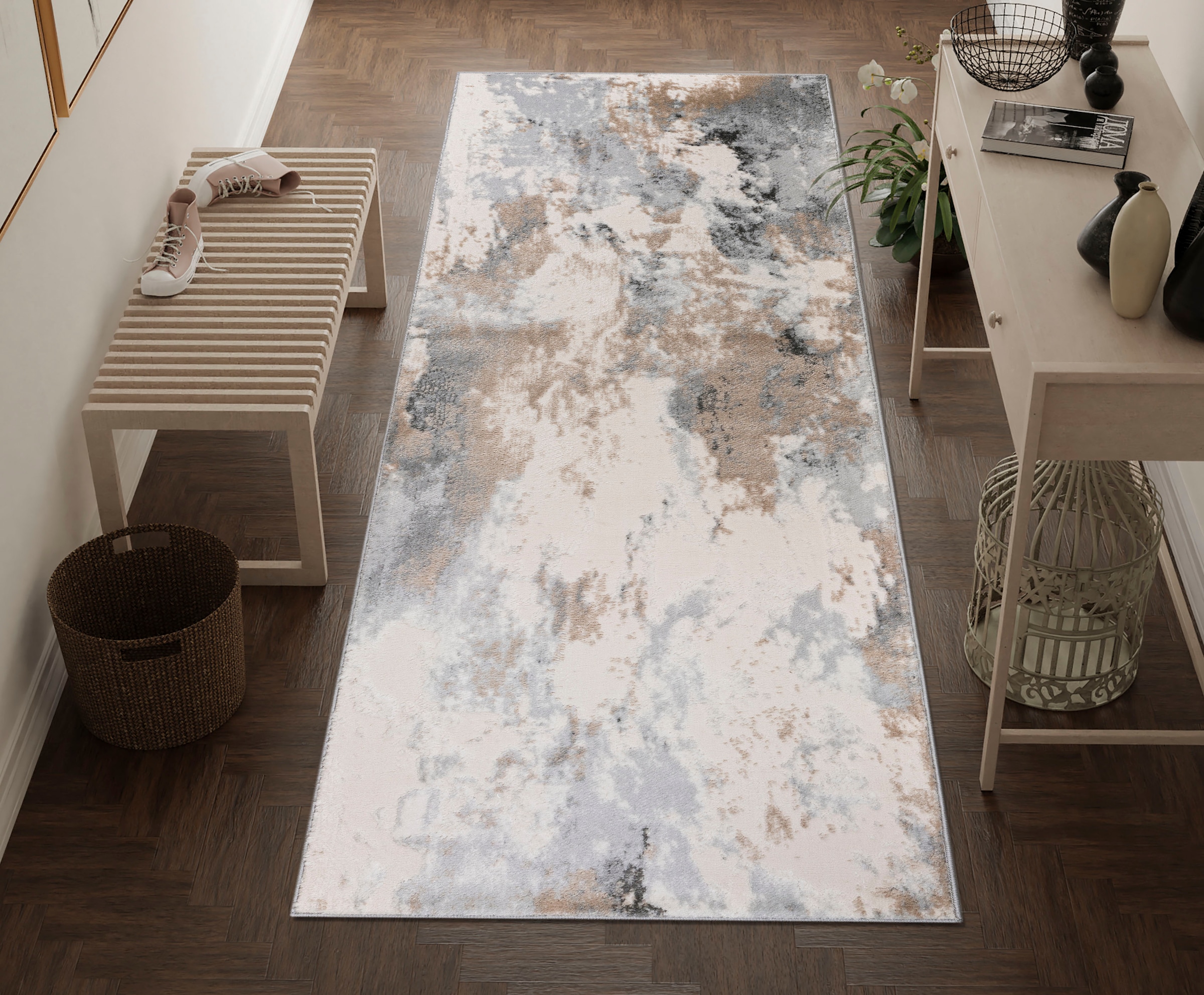 my home Läufer »Hamar« rechteckig 8 mm Höhe weiche Haptik, Marmor-Optik, modernes Design, Wohnzimmer