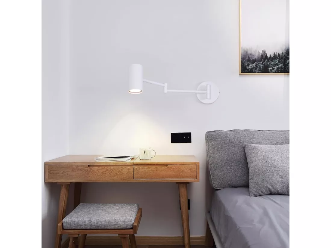 NETTLIFE Applique murale d'intérieur GU10 - lampe de chambre à coucher spot mural appliques murales moderne blanc sans ampoule