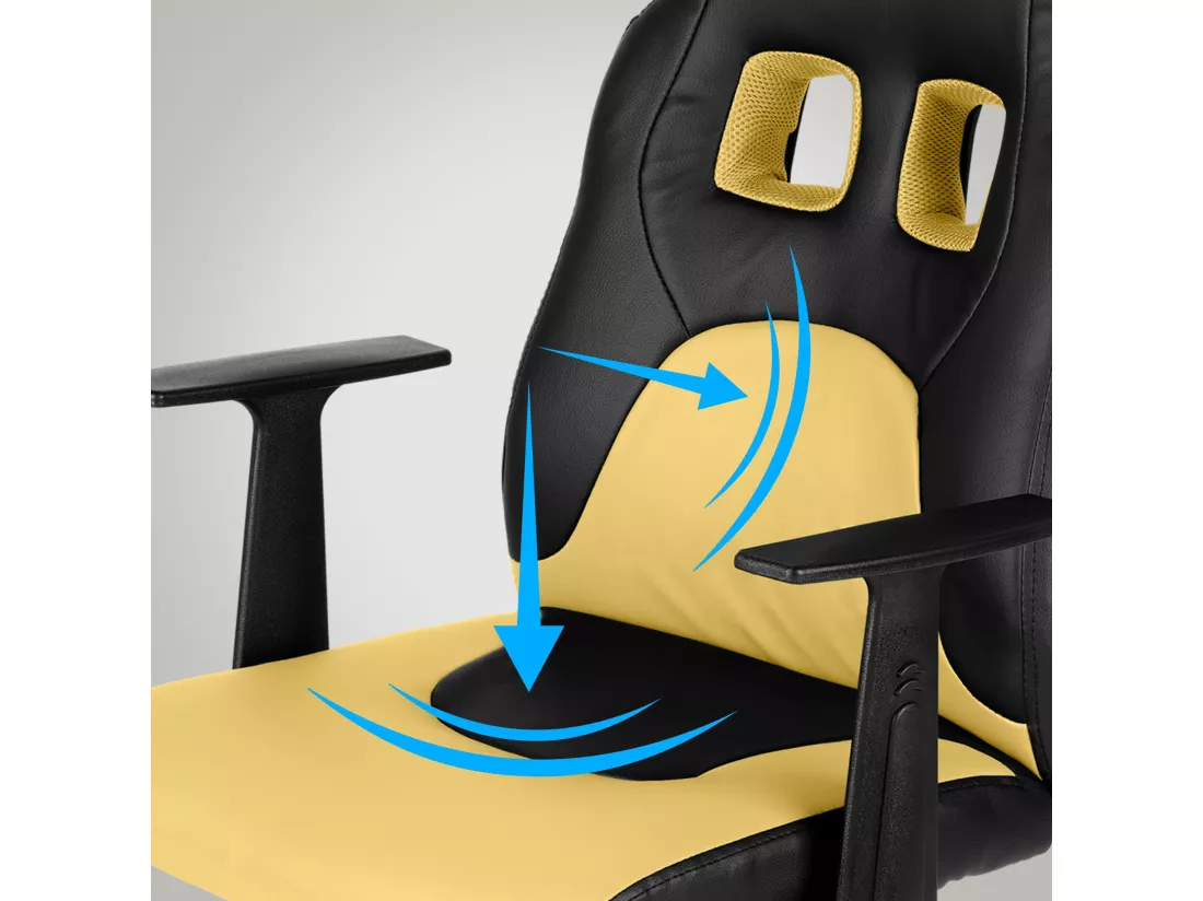 Fauteuil de bureau - Similicuir & Plastique - Noir / Jaune - Fun