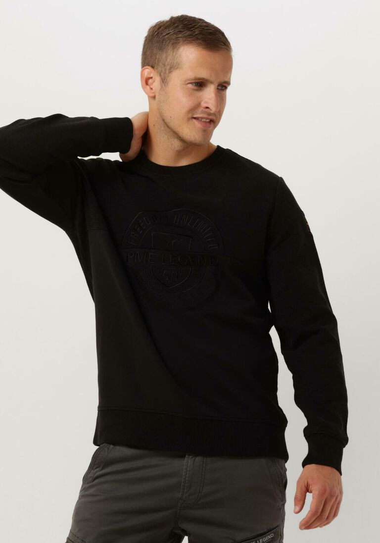 PME LEGEND zwarte pme legend trui crewneck slub-look jacquard sweat