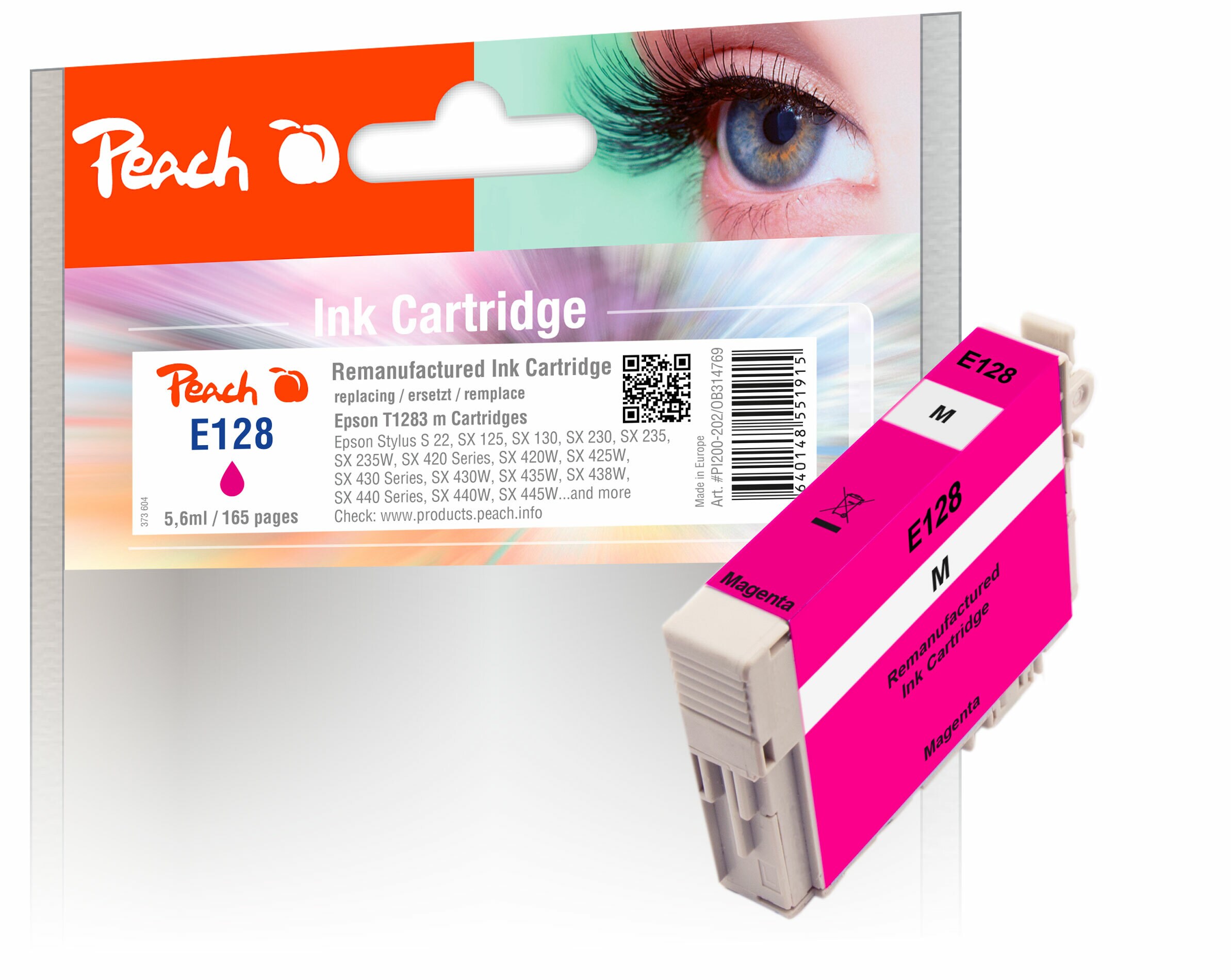 Peach E128Druckerpatrone ma ersetzt Epson T1283 m, C13T12834011 für z.B. Epson Stylus SX 425 W, Epson Stylus SX 435 W, Epson Stylus Office BX 305 F (wiederaufbereitet)