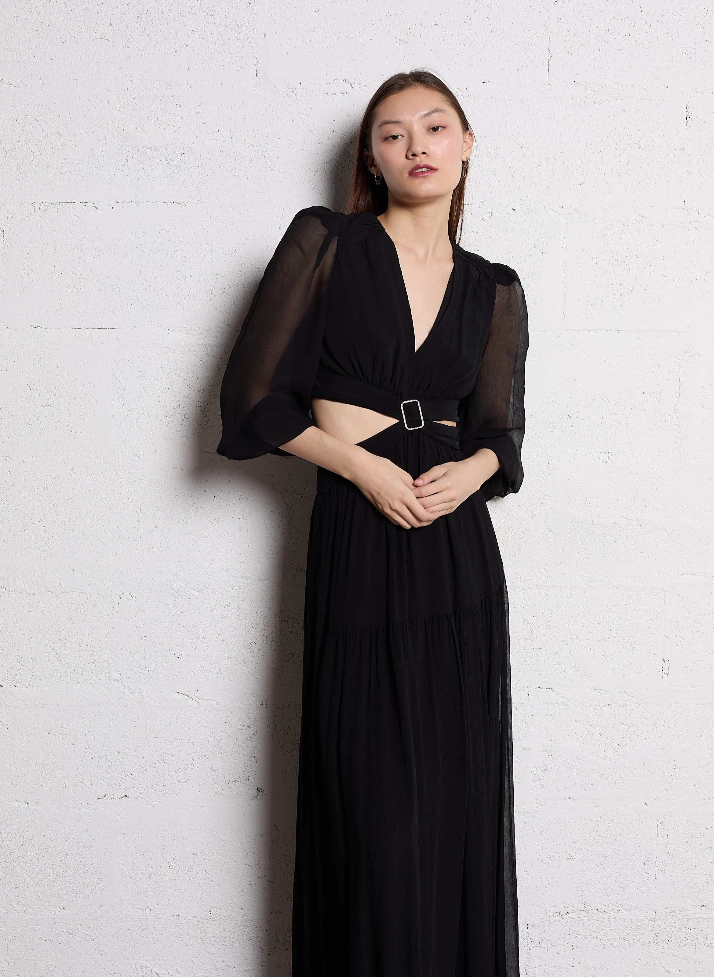 HARRY - Robe longue col V | Noir