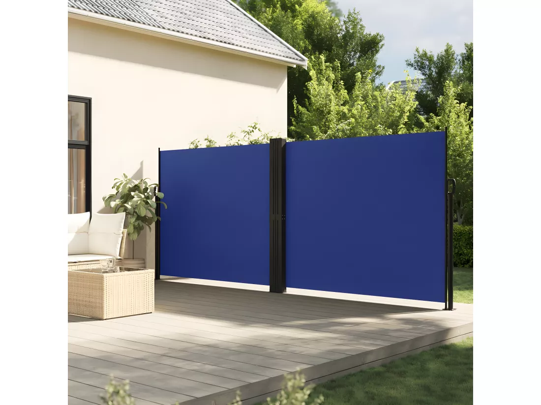Auvent latéral rétractable bleu 160x600 cm