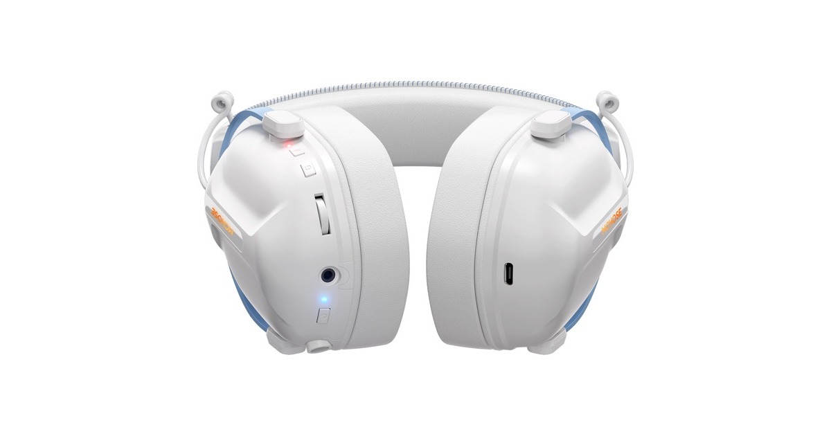 MCHOSES9 Pro Wireless  over-ear gaming headset  (Wit/blauw, PC / laptop / Playstation / Switch / Smartphone, 2.4G / Bluetooth / Wired / Type-C)