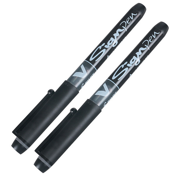 2 feutres V Signpen Pilot coloris noir