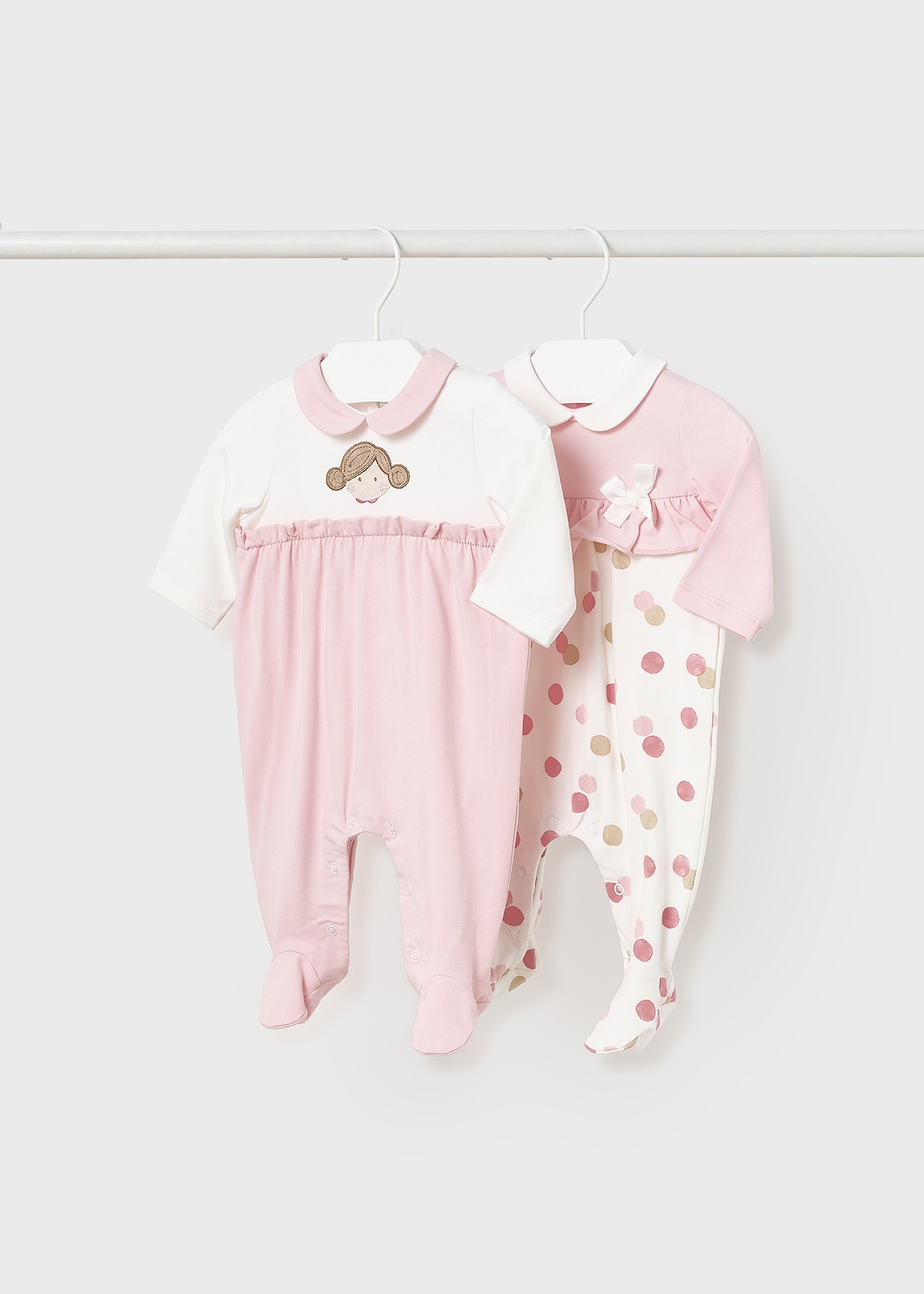 Conjunto de 2 pijamas com gola de algodão sustentável para recém-nascido