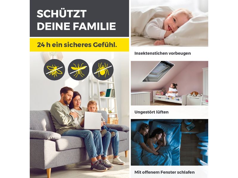 EASYmaxx Moskitonetz Dachfenster Magic Fit 160 x 100 cm, We Insektenschutzgitter für Dachfenster
