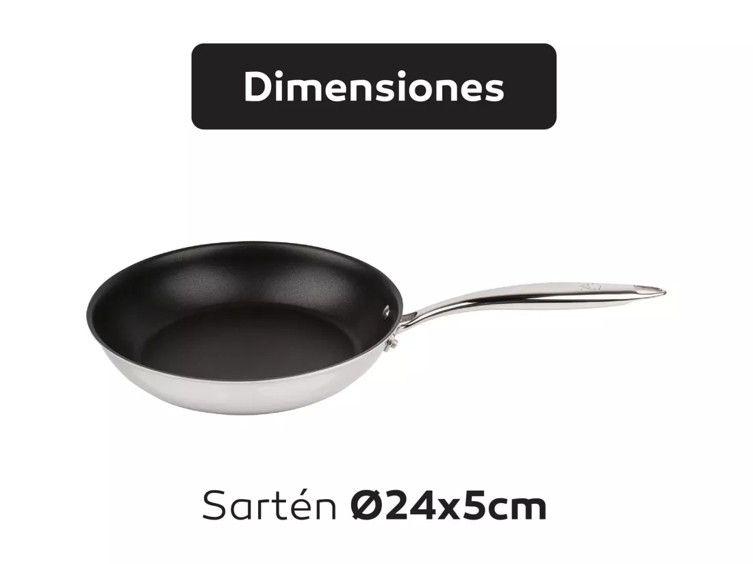 Poêle inox antiadhésive ARGENT Ø24x5cm de MasterPRO