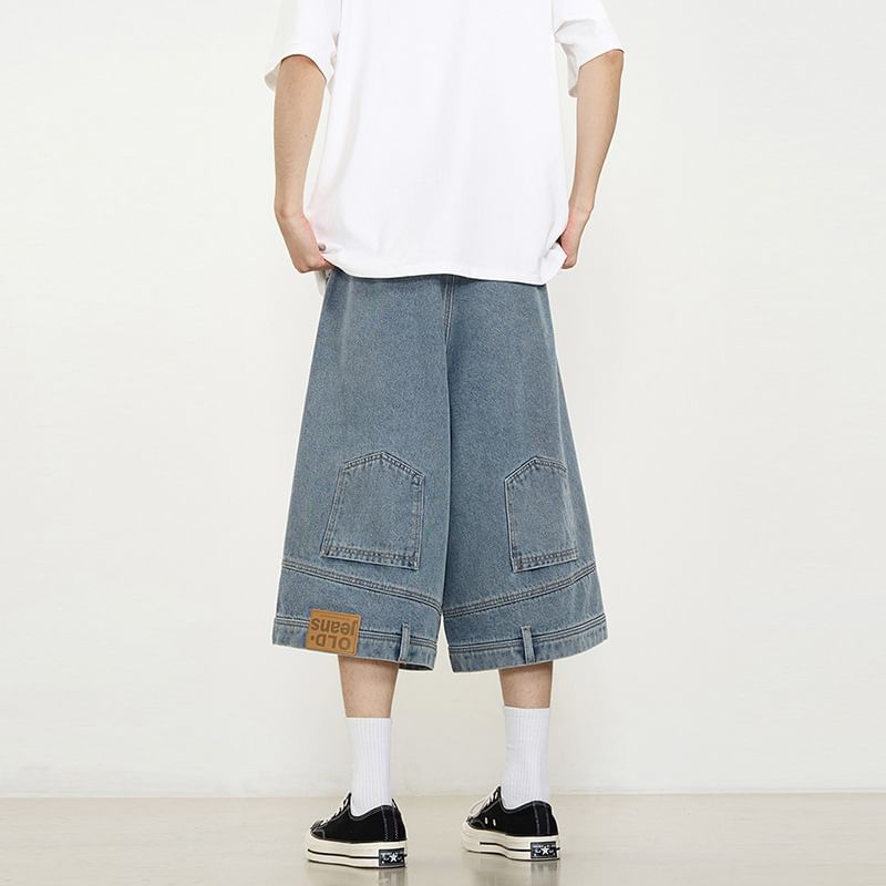 Cowpow - Denim shorts met applicatie en gemiddelde taille