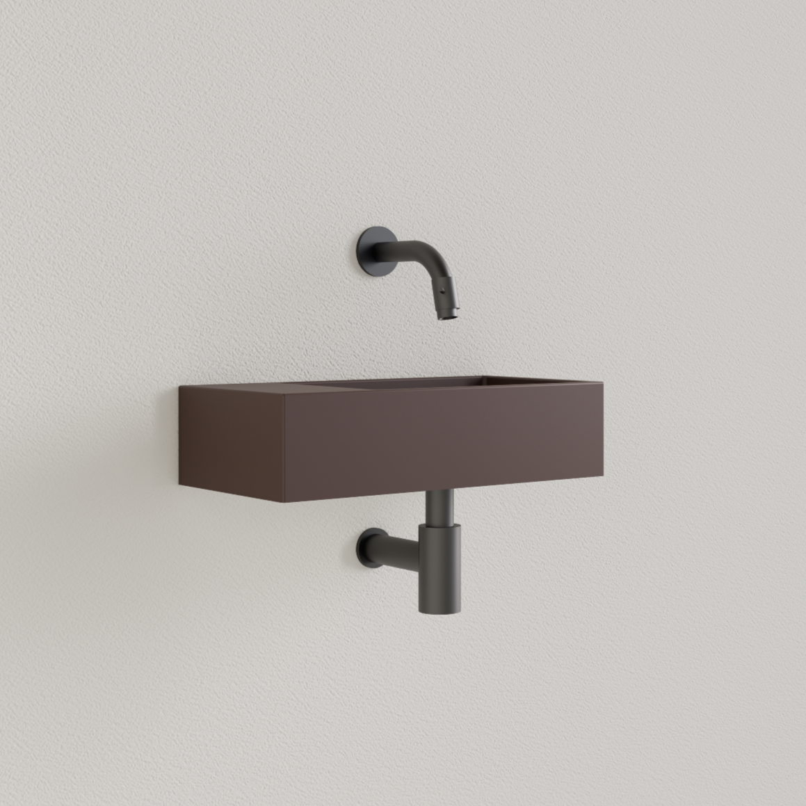 Sanigoods Nano fontein links choco bruin zonder kraangat 36x18cm