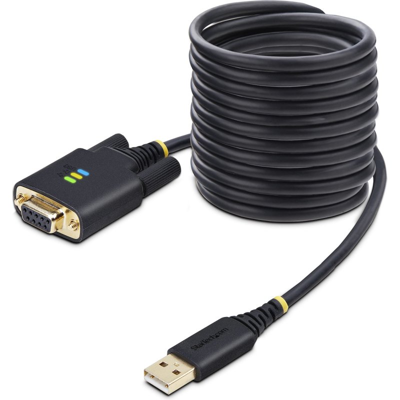 StarTech.com Adaptateur USB vers Série Null Modem de 3m, Vis/Écrous DB9 Interchangeables, COM Rétention, Câble Adaptateur USB-A vers RS232, FTDI, ESD Niveau 4, Windows/macOS/ChromeOS/Linux - Construction TPE