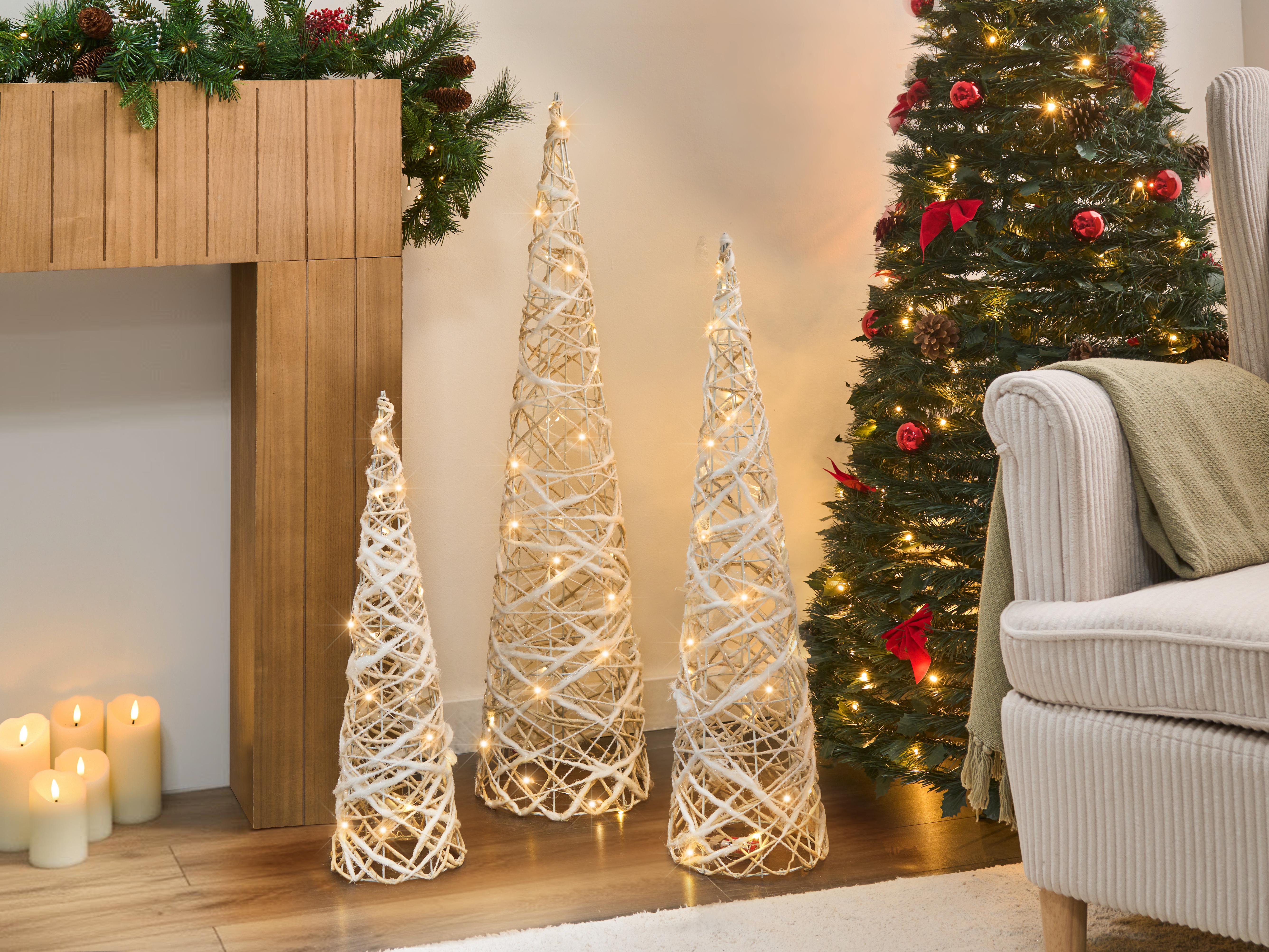 Set van 3 kerstdecoraties TUELSO Kerstboom 60/80/100 cm Wit/goud
