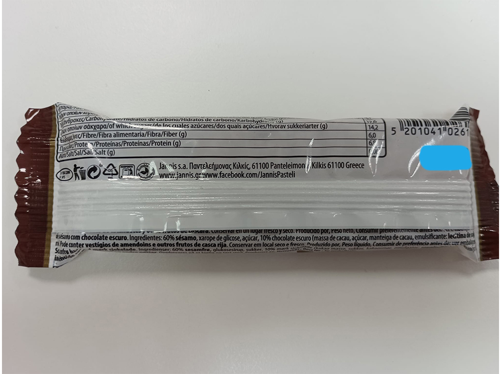 BARRAS JANNIS SÉSAMO COM CHOCOLATE PRETO 30G