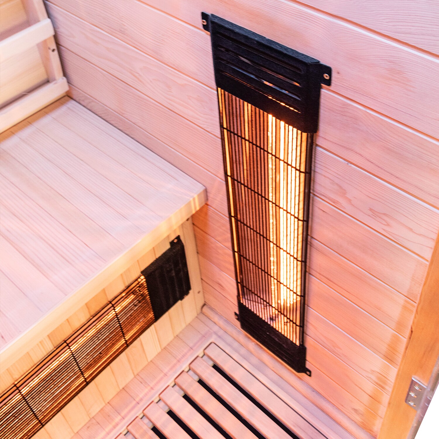 Dewello® Infrarotkabine Infrarotsauna HAMLIN 90cm x 90cm inkl. 4 Vollspektrumstrahler, Bodenstrahler, 1 Person, LED