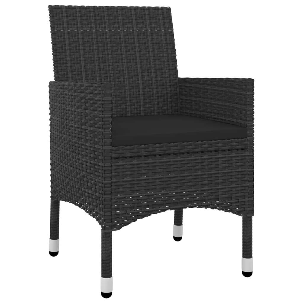 Mobilier à dîner de jardin coussins 3 pièces résine tressée verre