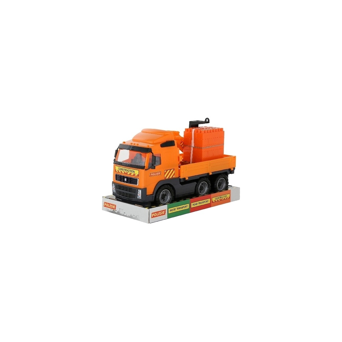 Volvo Lastbil med Kran + tegelstenar på pall 450x190x250mm