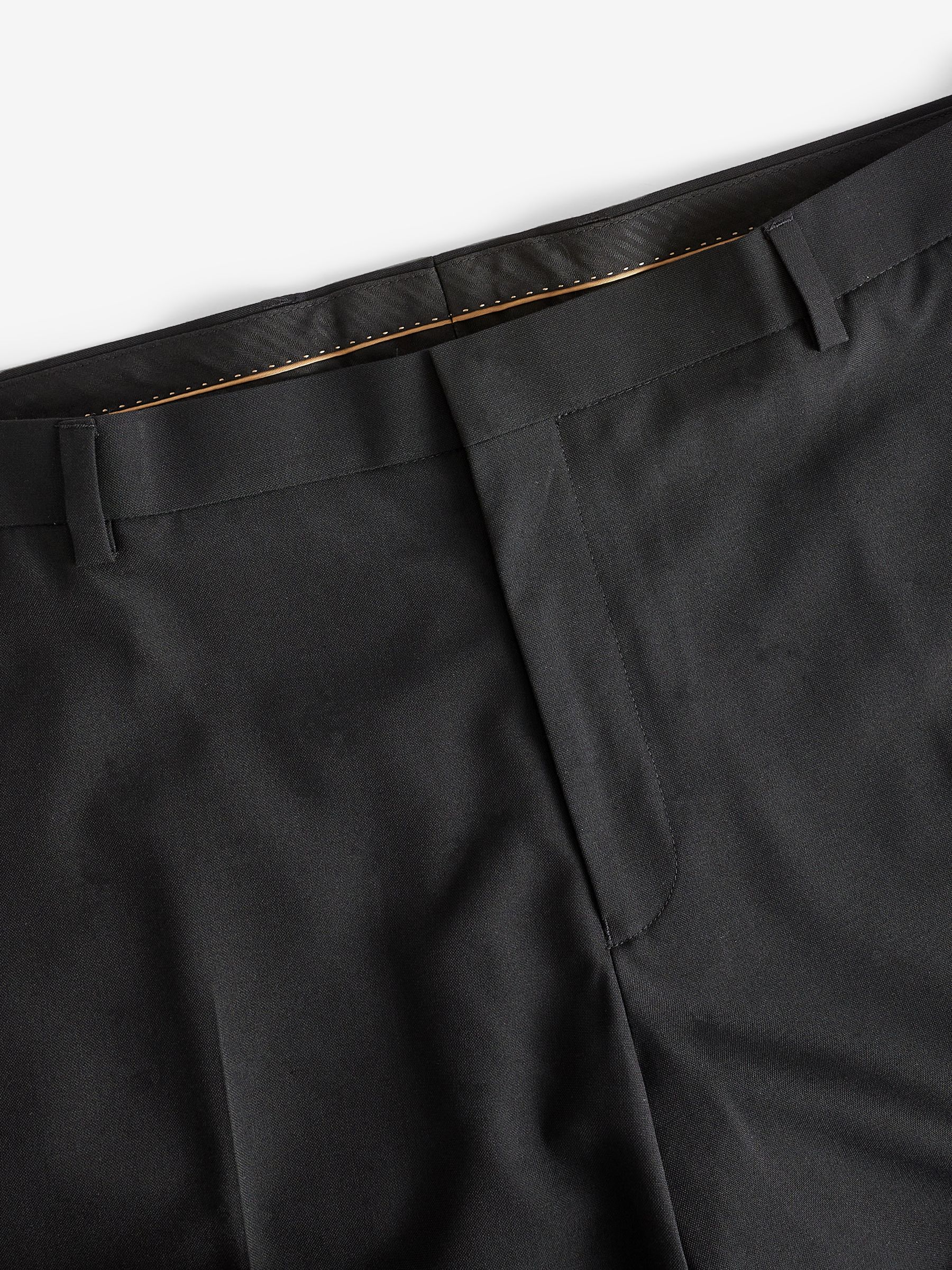 Zwart met bies - Tailored fit - Pantalon in smokingstijl