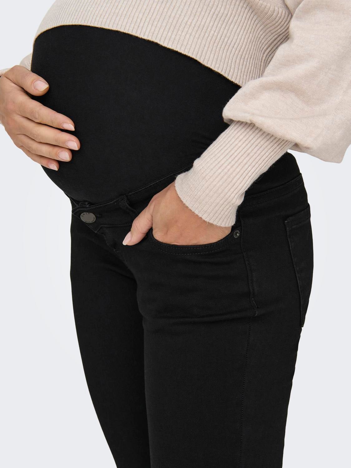 OLMBELLY Mittlere Taille Skinny Fit Jeans Black Denim