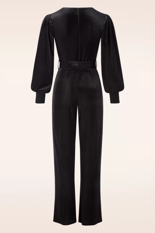 Vintage Chic for Topvintage Melina fluwelen rib jumpsuit in zwart