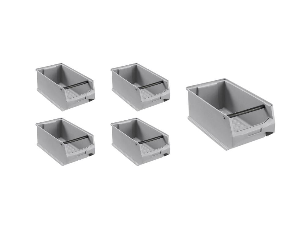 PROREGAL Voordeelset 5x Grijze Opbergdoos 4.1 met Handvat HxBxD 15 x 20 x 35 cm 7.2 Liter Opbergdoos