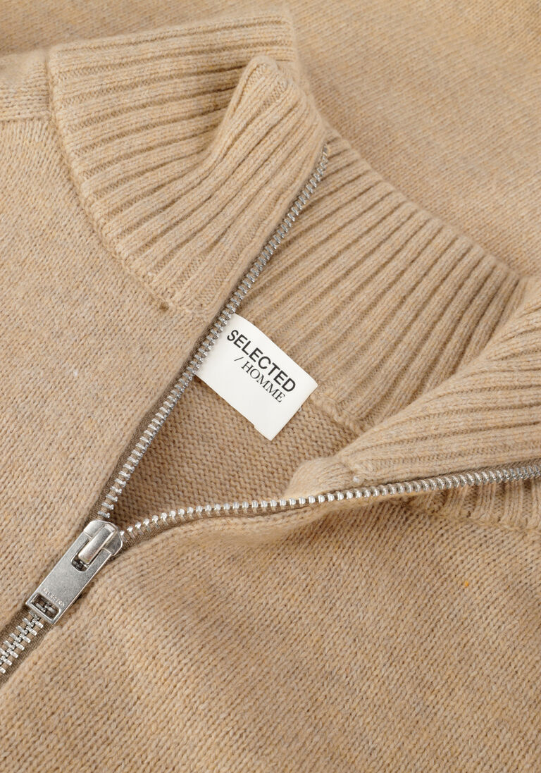 SELECTED HOMME zand selected homme trui slhreg dan wool-mix zip high neck ow
