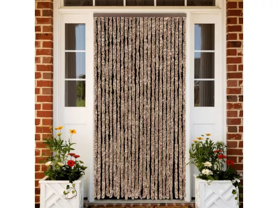 Rideau anti-mouches beige et marron foncé 100x220 cm chenille