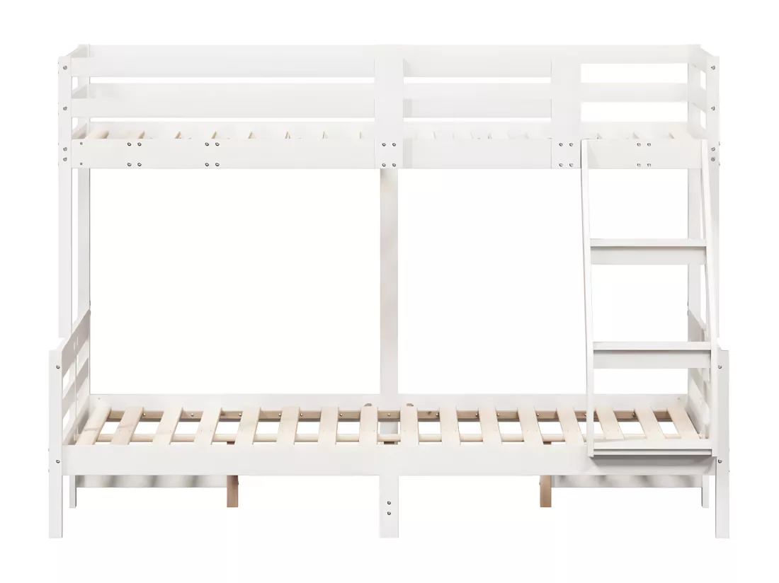 Lit superposé 90x200/120x200 cm blanc bois de pin massif